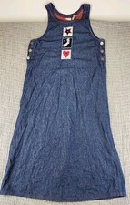 Vtg White Stag Dress Women M 8/10 Denim Granny Lagenlook Logo Patchwork Plaid