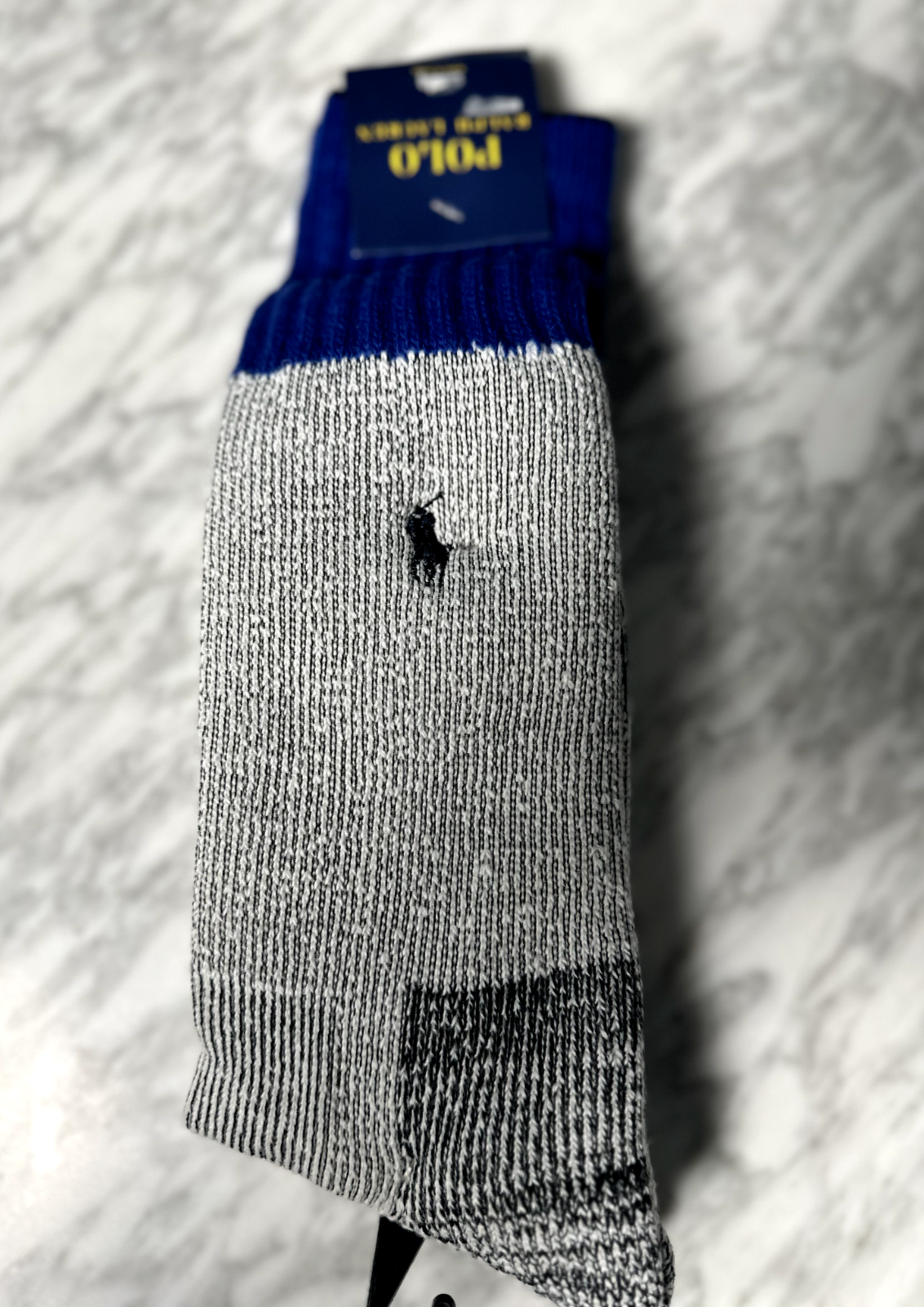 PONY Polo Ralph Lauren uomo misto lana blu royal grigio calze invernali girocollo taglia 10 13