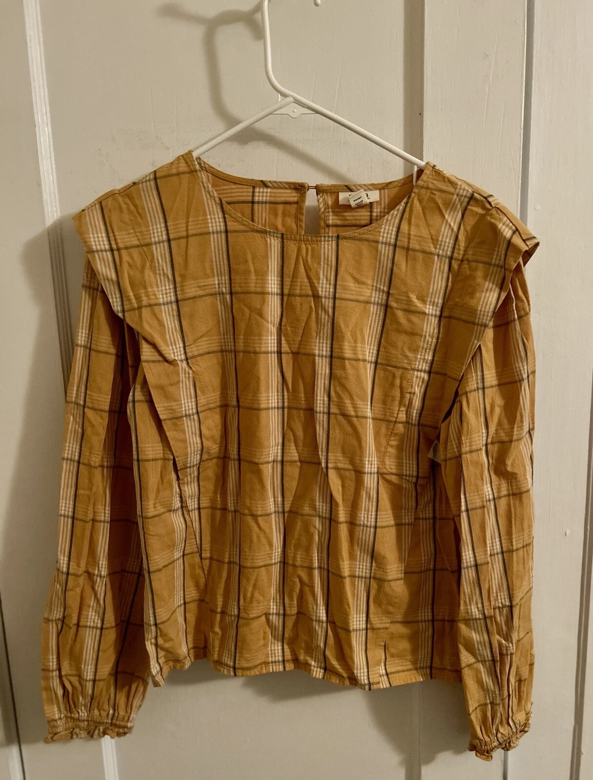 ANA Emily Plaid Blouse A New Approach Light Flannel Keyhole Back / New With Tags