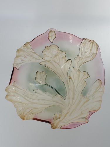 Vintage Mikasa SAVOIR VIVRE Art Noveau Iridescent Frosted GLASS DECORATIVE BOWL - Picture 5 of 12
