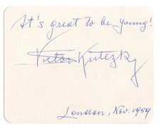 Victor Skutezky Signed Card 1959 / Autographed Director Producer