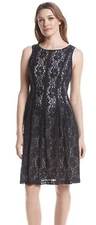 NWT Ivanka Trump Navy Lace Over Nude Sheath Dress