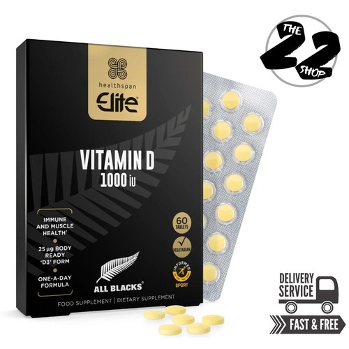 120 Healthspan Elite All Blacks Vitamin D3 1000iu Immune & Muscle Health Tablets