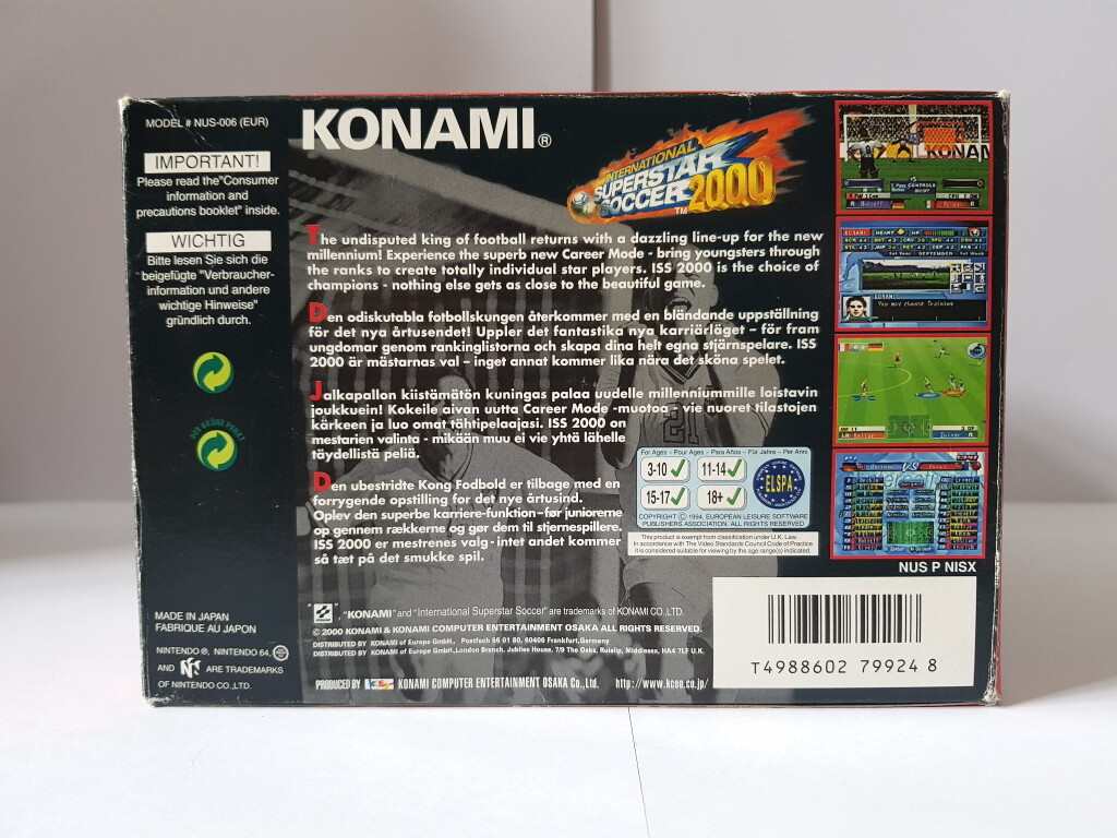 Genuine Nintendo N64 Game International Superstar Soccer 00 Boxed Complete For Sale Online Ebay