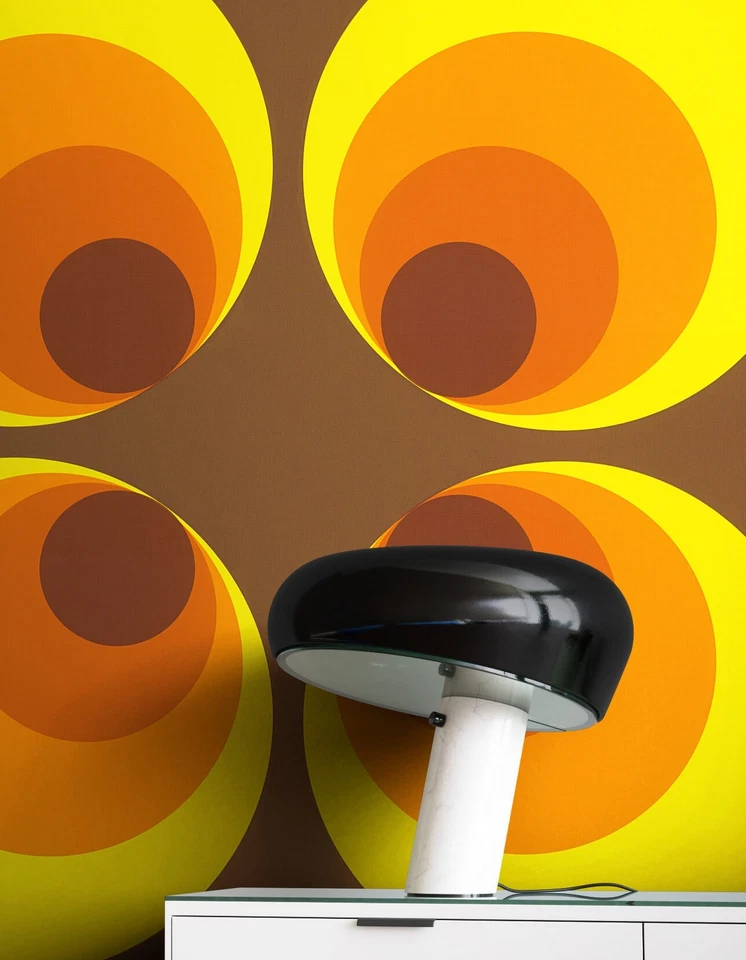Tapete Vliestapete Braun Grafisch Kreise 70er Mustertapete Retrotapete - Bild 2 von 4