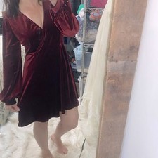 Shein cranberry color wrap dress size XLarge crushed velvet