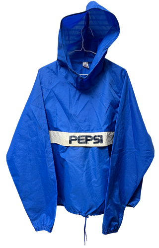 90s RARE Pepsi Cola Vintage Nylon Hooded Pullover QUIK PACK Can Jacket Old Logo - Picture 5 of 17