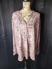 Notations Purple Floral Sheer Blouse Women's Size 3X