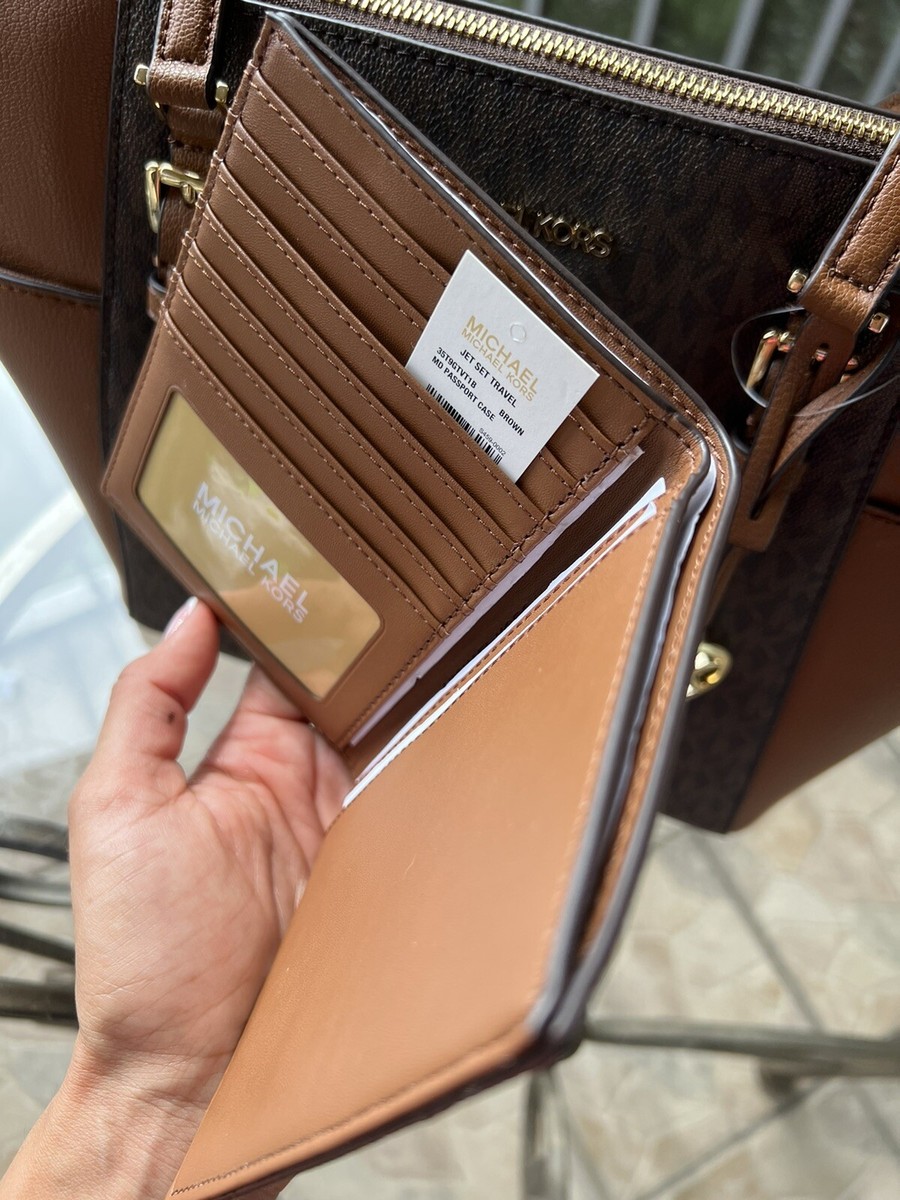 Michael Kors Women PVC Leather Brown Shoulder Tote Purse Bag +