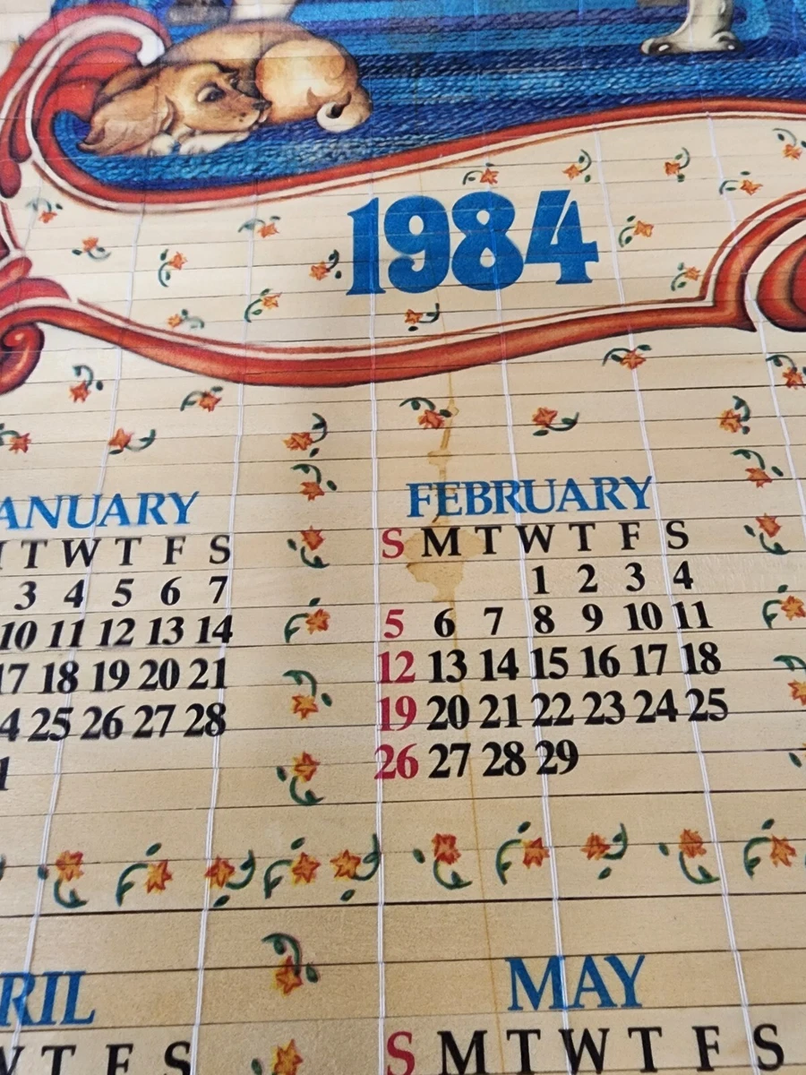 Vintage Wall Hanging 1984 Calendar | eBay