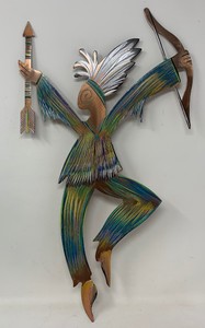 Robert Shields Metal Wall Decor Native American Figurine Holding