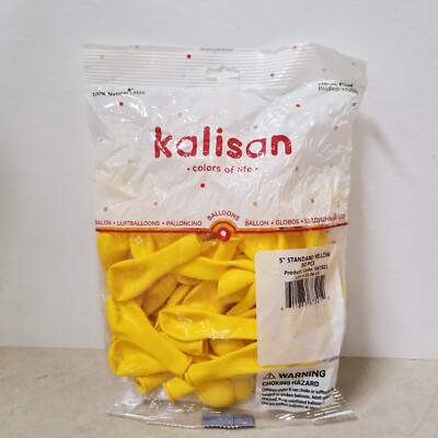 5'' Kalisan Latex Balloons Standard Yellow (50 Per Bag)
