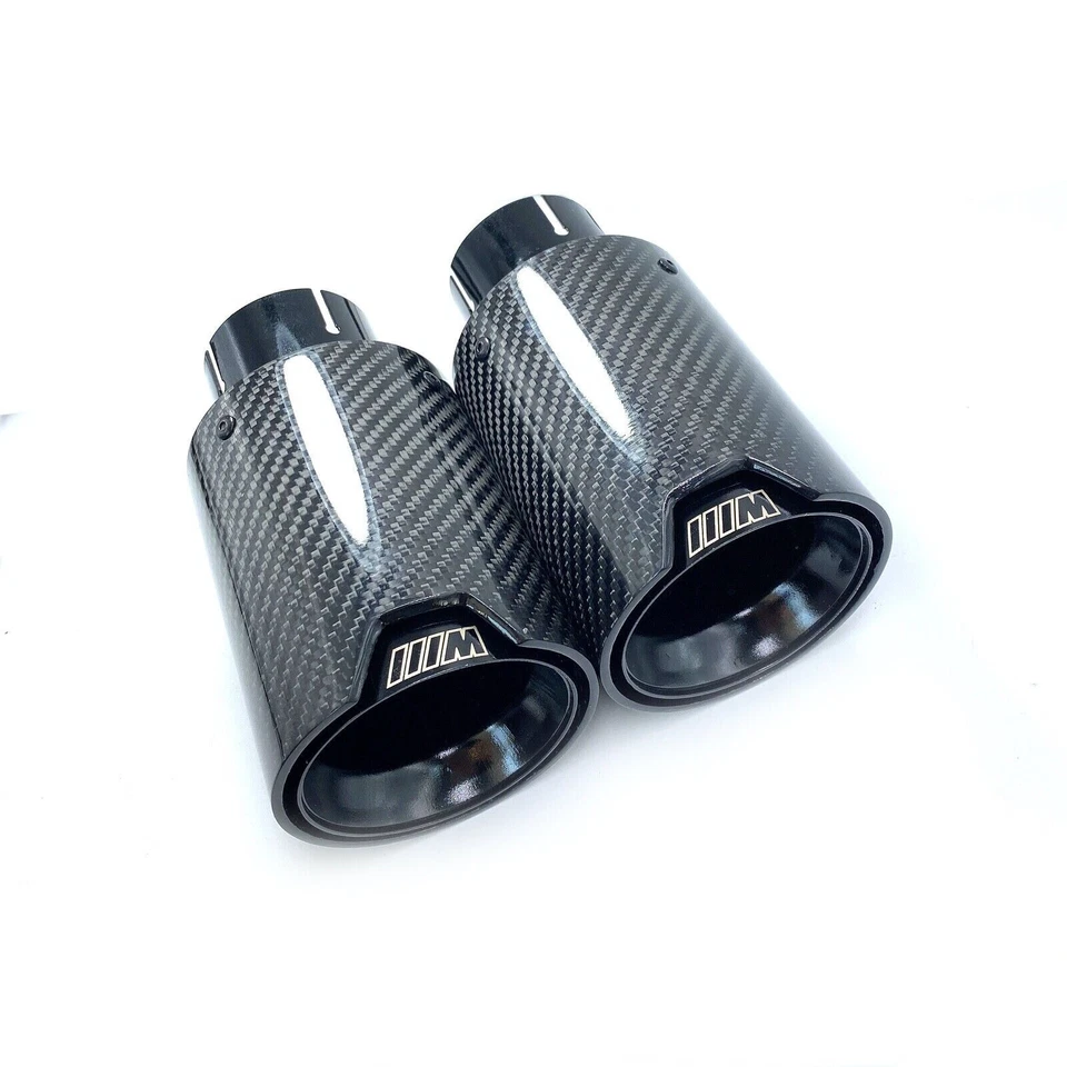 2pcs Inlet63mm Glossy Black Carbon Fiber Exhaust Tip Fit For M Performance Pipes - Bild 4 von 4