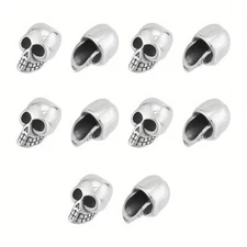 1box 10pcs 316 Surgical Stainless Steel Beads Skull Stainless Steel color