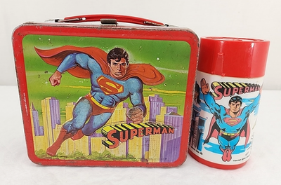 Vintage 1978 Aladdin Superman Metal Lunchbox With Thermos