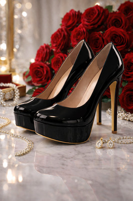 The Black Patent Heartbreaker Heels   
