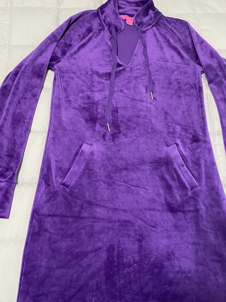 Lilly Pulitzer Cassi Velour Dress Purple Berry XS Soft Whimsygoth Holiday Party - Image 4 of 4