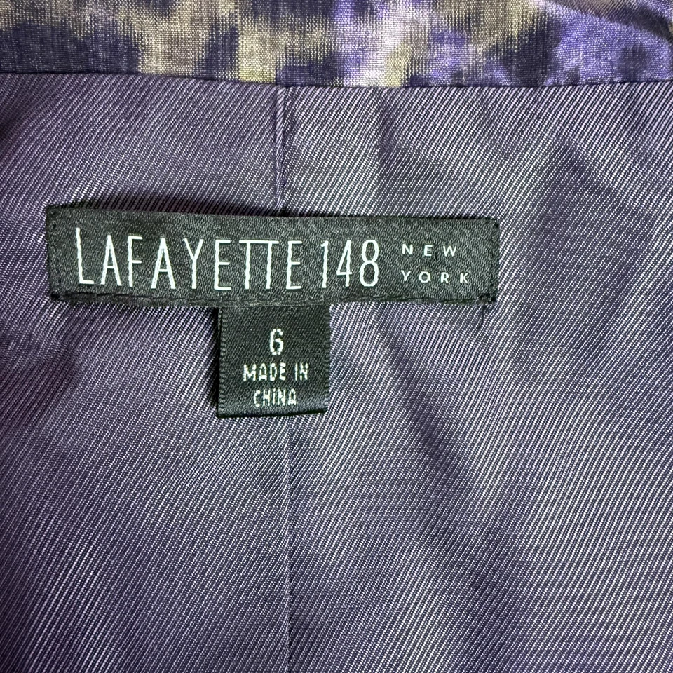 Chaqueta Lafayette 148 New York para mujer 6 púrpura leopardo animal estampado cinturón peplum Foto 3 de 4