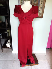 Vintage Alex Evenings Red Satin Gown Embellished Bolero Set Size 4 - Y2K Glam