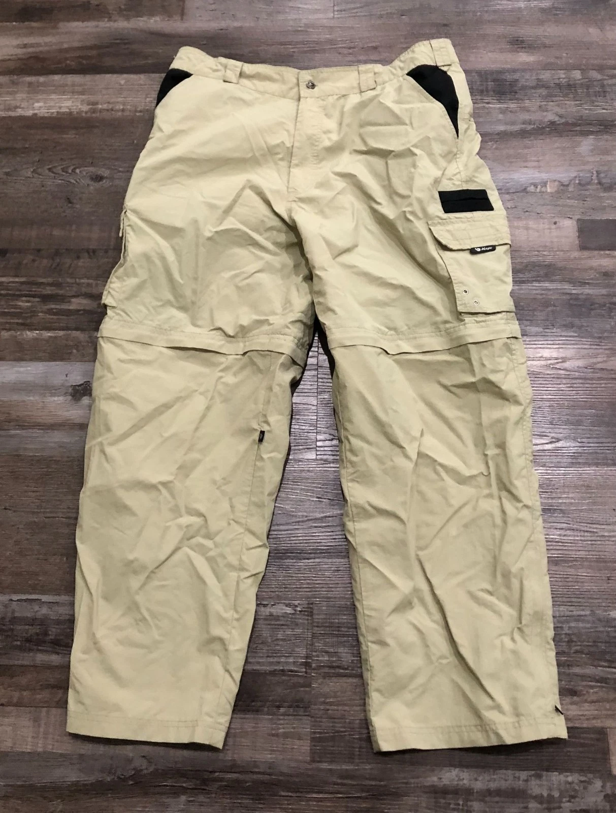 Mojo Sportswear Mens Size 38 Beige Convertible Cargo Pants Zip into Shorts