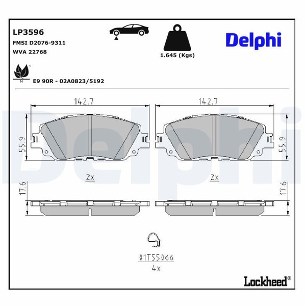 Delphi Bremsbelagsatz, Scheibenbremse LP2299 FüR Alfa Romeo Passend FüR Fiat-image