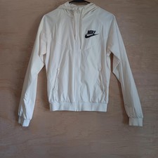 Nike Windrunner Full Zip Hooded Jacket White Mesh Lined Size Small - ceam color