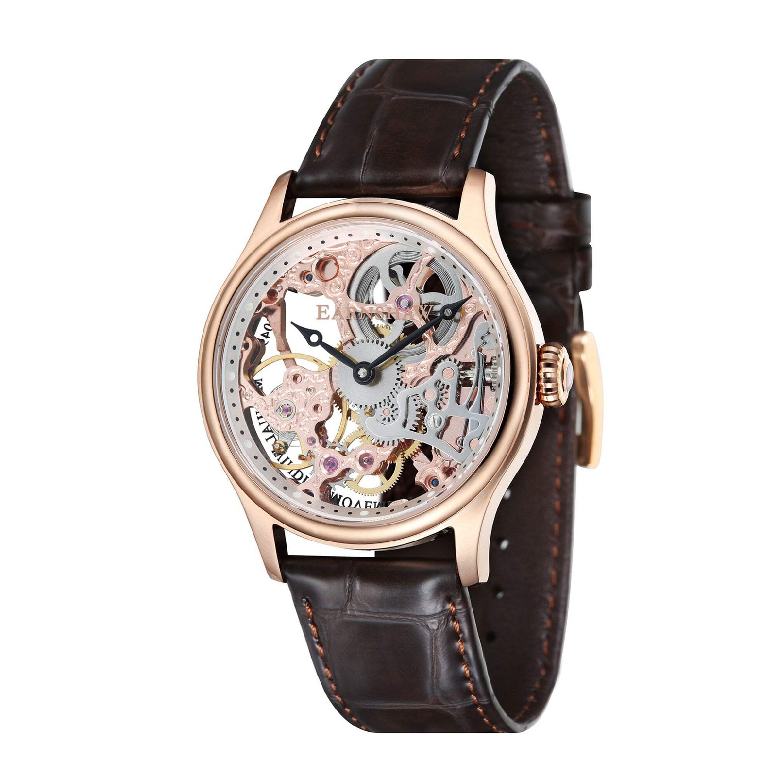 Thomas Earnshaw Bauer Men's Mechanical Skeleton Pink Gold Watch ES-8049-03