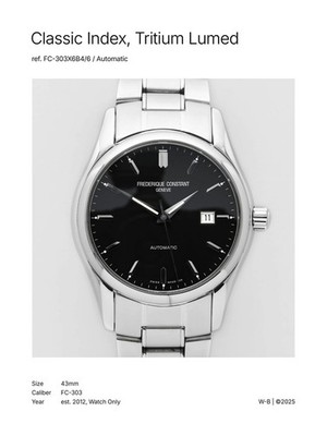 Rare Frederique Constant Geneve Black Dial Automatic FC303 Swiss Watch Vintage