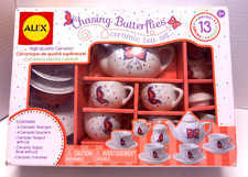 ALEX TOYS CHASING BUTTERFLIES CERAMIC TEA SET COMPLETE SET OF 13 W/ BOX