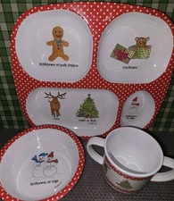 BABY CIE Melamine French Renne Sapin de Noel Plate Bowl Cup 3 Christmas Teddy
