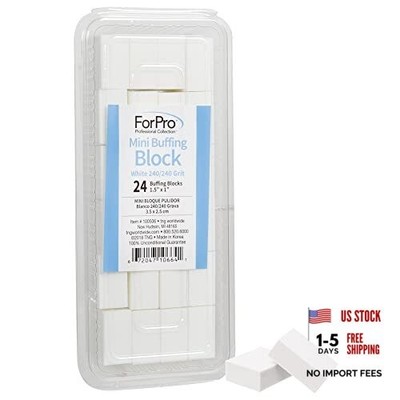 Mini Buffing Block - White - 240/240 Grit - Double-Sided - 24 Count (Pack of 1)