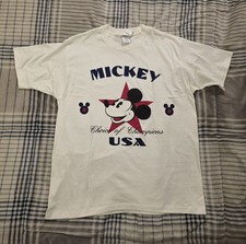 Vtg 90s Disney Mickey Mouse Choice Of Champions Mickey USA T Shirt Deastock XL