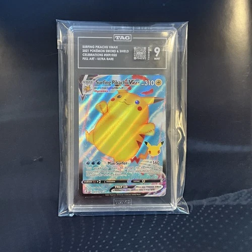 Pokémon TCG Surfing Pikachu VMAX Celebrations 009/025 Ultra Rare Holo TAG 9