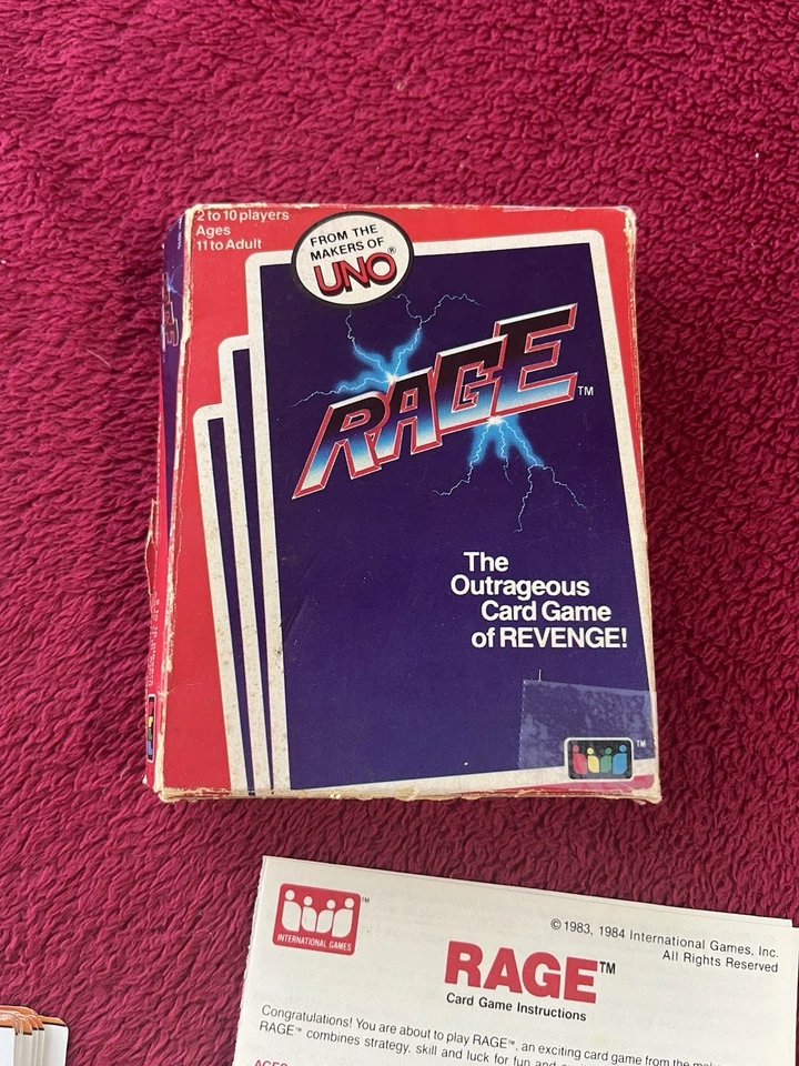 Vintage Raro Jogo de Cartas Rage Jogos Internacionais 1983 Makers of Uno Completo  - Imagem 4 de 4