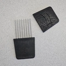 Vintage Black Omar Hair Pick With Textured Case Lift Comb With Safety Cover