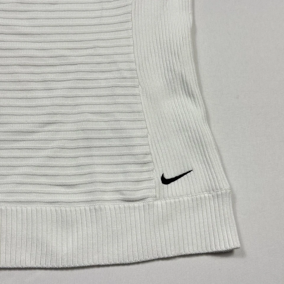 Camiseta sin mangas Nike para mujer grande blanca cuello en V acanalada tenis sin mangas 255770-100 Foto 2 de 4