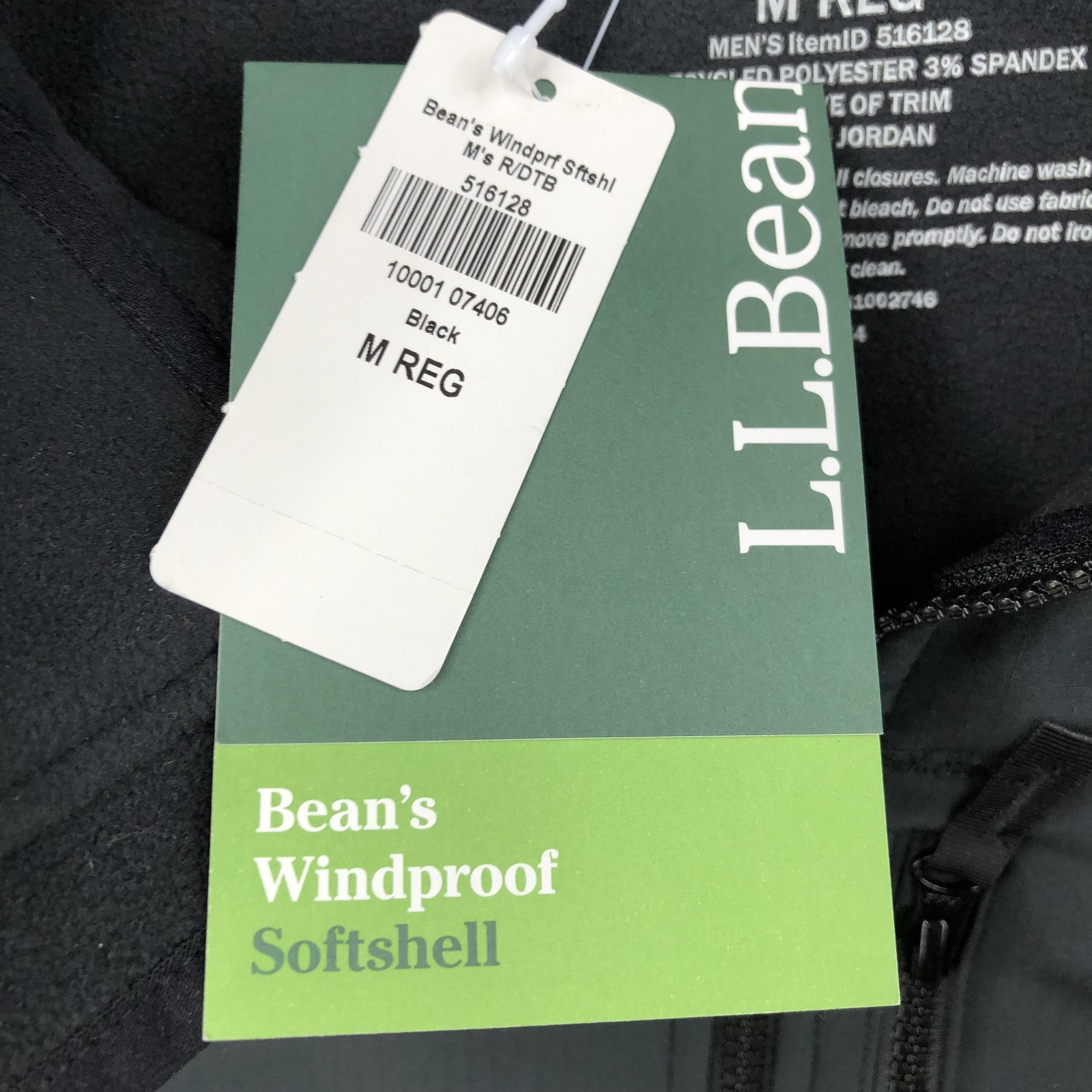 LL Bean Jacket Mens Medium Black Windproof Softsh… - image 6