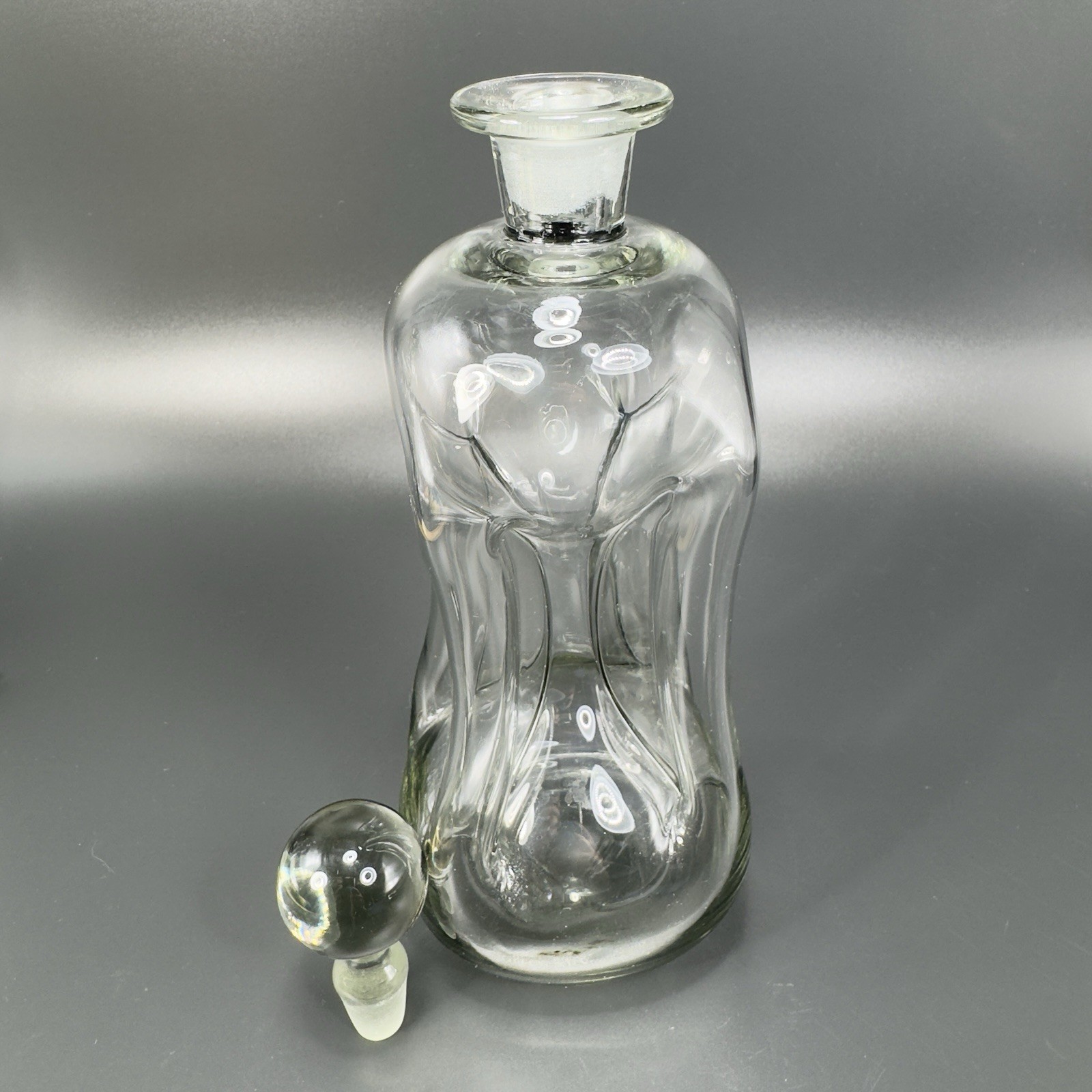 Holmegaard Kluk Kluk Pinch Bottle Smokey Black Glass Decanter Spirits Bottle VTG
