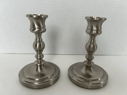 Baldwin Satin Finish Candlestick Holder 5" H.  Set of 2 Excellent Condition