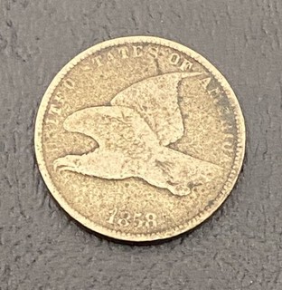 1858 Flying Eagle One Cent Small Letters Good Details Rare Collector's Coin!