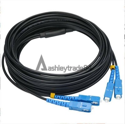 100M Black Armored Fiber Cable SC-SC UPC SM 9/125 Duplex Fiber Optic Patch Cord 