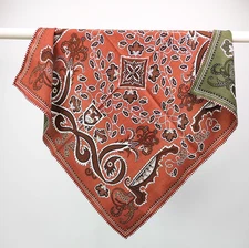 70% Cashmere 30% Silk Bandana Shawl Red totem Print 26'' Scarf Neckerchief Wrap 