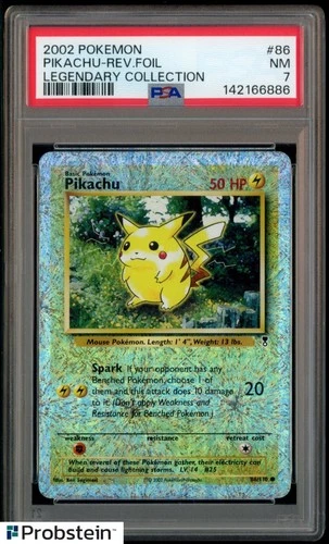 2002 Pokemon Legendary Collection #86 Pikachu Reverse Holo Foil PSA 7 NM