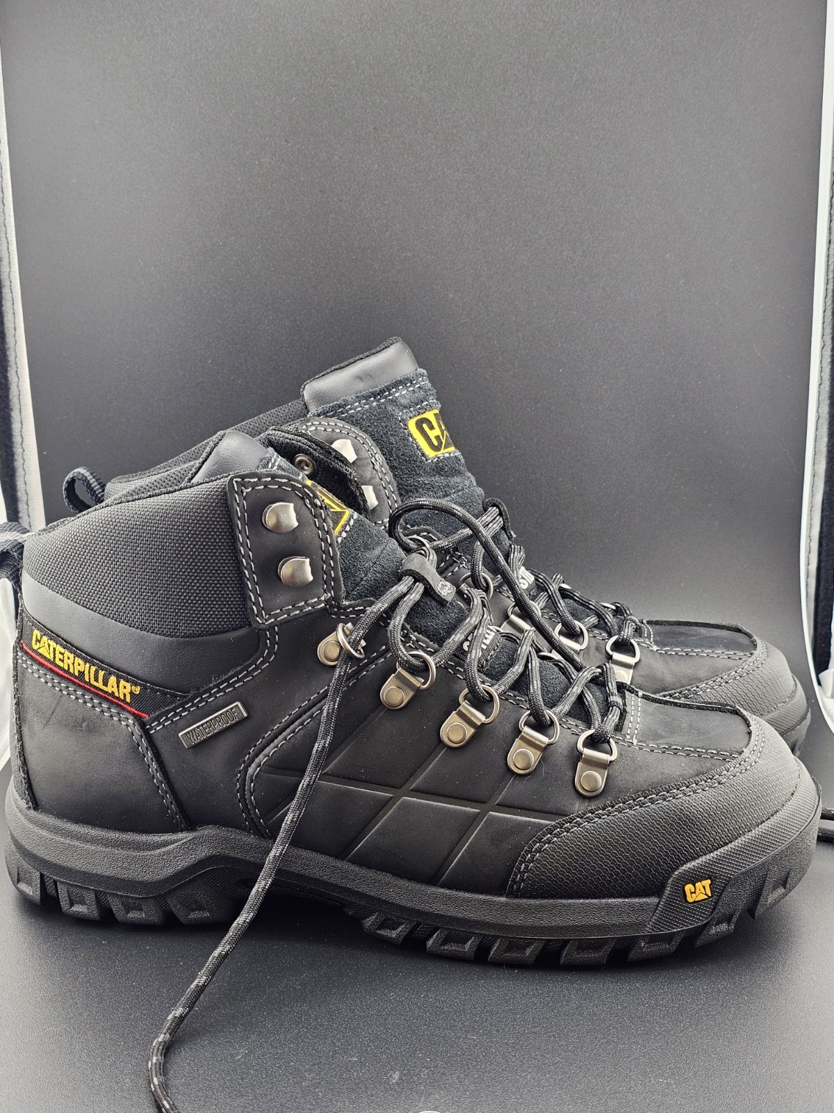 Cat Men's Threshold Black Steel Toe Work Boots New 90936 image 4
