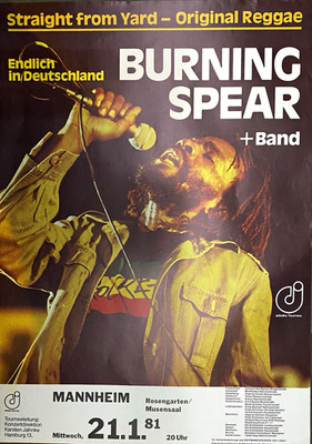 Burning Spear + Band Reggae Konzertplakat Mannheim Rosengarten 21.1.1981