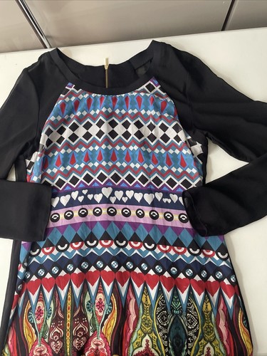 Desigual Tunic Dress Size 44 (UK14) Aztec Chiffon Shift Aztek Geo - Picture 3 of 15