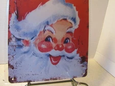 Retro Vintage Santa Claus Christmas Tin Sign 12x8 Red or White Background NWOT