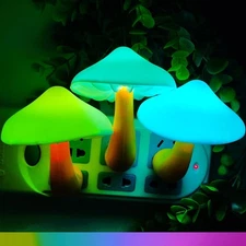 AUSAYE 3-Pack Sensor LED Night Light Plug-in Lamp 7 Color Changing Mushroom