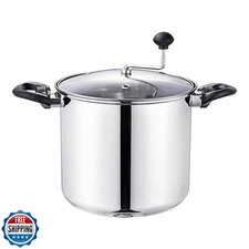 Lehman's Manual Stovetop Popcorn Popper, Stainless Steel Popcorn Maker with S