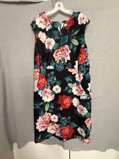 Calvin Klein Dress Womens 18W Black Floral Sheath V Neck Stretch Zip Knee Length